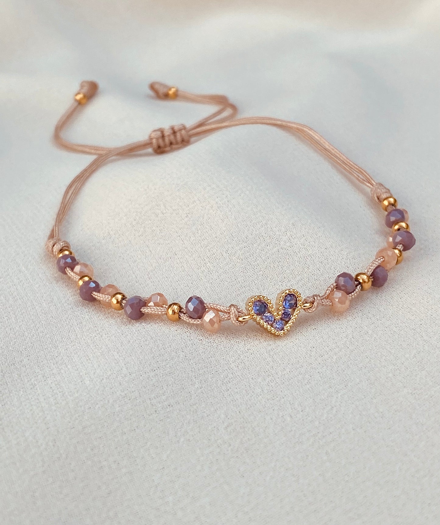 Pulsera corazón circones lila