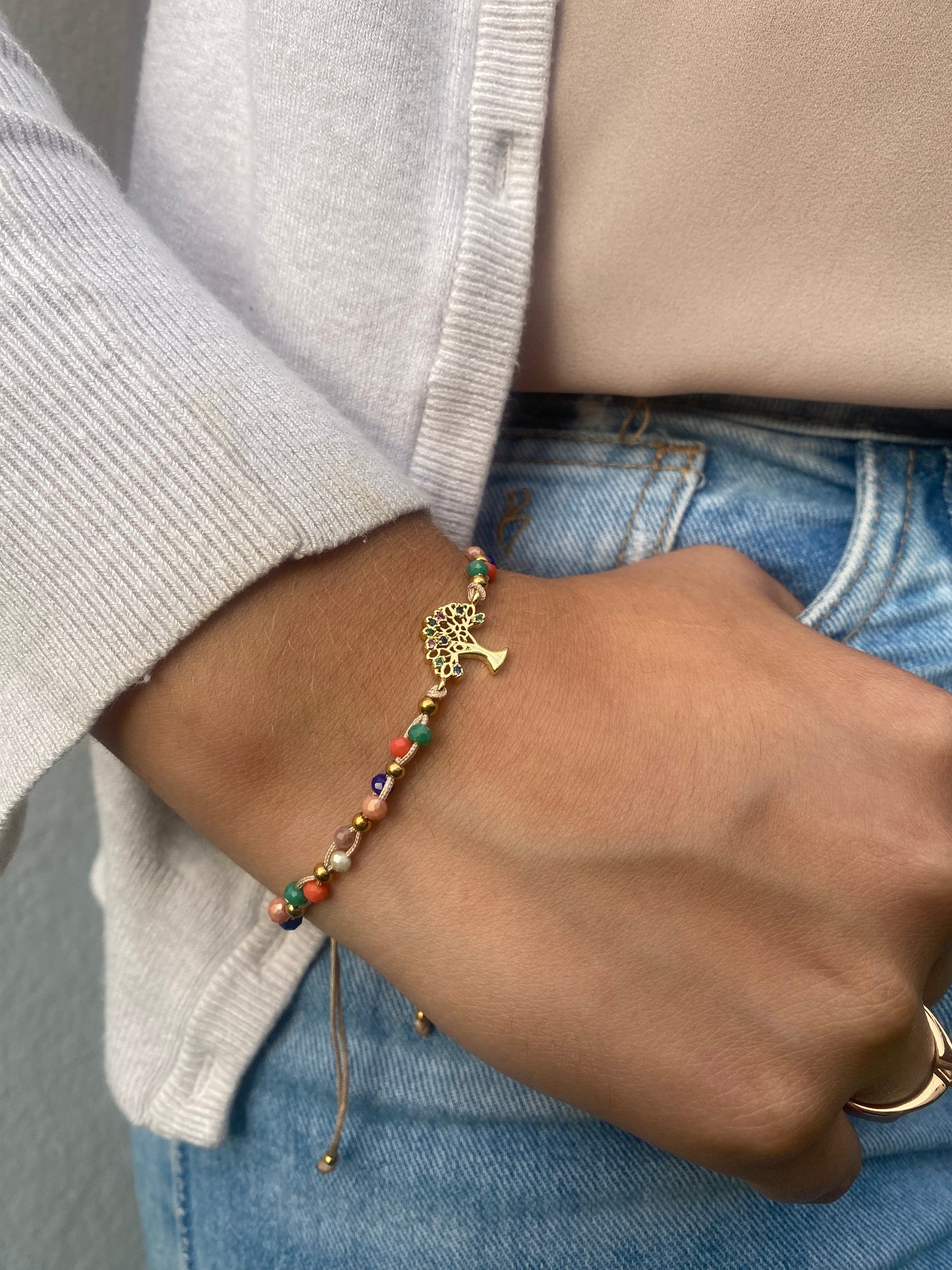 Pulsera tejida árbol de la vida